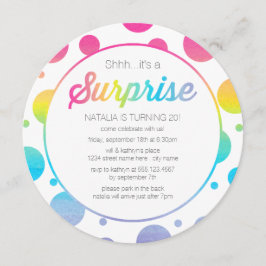 水彩画の点の驚きの誕生日のパーティの招待状 招待状