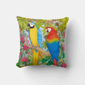 水彩画の熱帯コンゴウインコは枕をオウム返しします クッション (正面)
