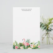 水彩画の熱帯フラミンゴの花柄Staionery 便箋 (スタンド正面)