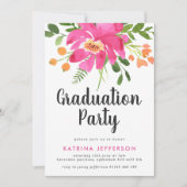 水彩画の熱帯地方の卒業パーティー 招待状 (正面)