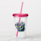 水彩画の熱帯子犬 アクリルタンブラー (裏面)