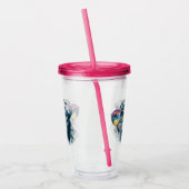 水彩画の熱帯子犬 アクリルタンブラー (左)