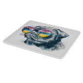 水彩画の熱帯子犬 カッティングボード (角)