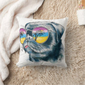 水彩画の熱帯子犬 クッション (ブランケット)