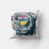 水彩画の熱帯子犬 クッション (裏面)