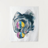 水彩画の熱帯子犬 タペストリー (正面)