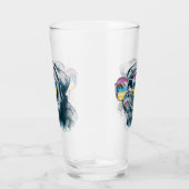 水彩画の熱帯子犬 タンブラーグラス (右)