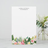 水彩画の熱帯花および葉の文房具 便箋 (スタンド正面)