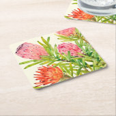 水彩画の熱帯花 スクエアペーパーコースター (アングル)