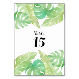 水彩画の熱帯葉 テーブルナンバー
