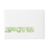 水彩画の熱帯葉 ラップアラウンド宛名ラベル (正面)