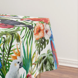水彩画の熱帯鳥および群葉パターン テーブルクロス