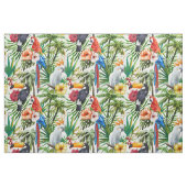 水彩画の熱帯鳥および群葉パターン ファブリック (ファットクウォーター)