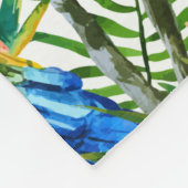 水彩画の熱帯鳥および群葉パターン フリースブランケット (角)