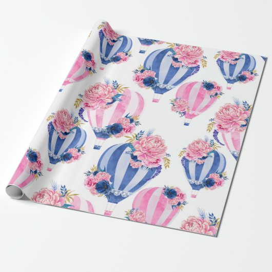 水彩画の熱気の気球の包装紙ロール ラッピングペーパー (アンロールド)