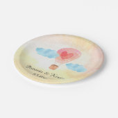 水彩画の熱気の気球の結婚式 ペーパープレート (アングル)