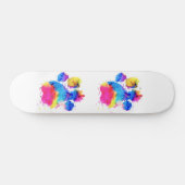 水彩画の犬のパウカラフルントスケートボード スケートボード (横)