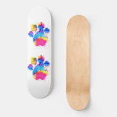 水彩画の犬のパウカラフルントスケートボード スケートボード (正面)