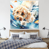 水彩画の犬の肖像画 キャンバスプリント (インサイチュ (寝室))