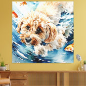 水彩画の犬の肖像画 キャンバスプリント (インサイチュ (リビング))
