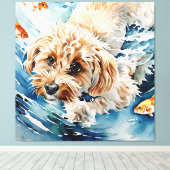 水彩画の犬の肖像画 キャンバスプリント (インサイチュ (ウッドフロア))