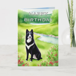 水彩画の犬の誕生日おめでとう カード