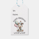 水彩画の犬の誕生日ギフトタグ ギフトタグ (正面)