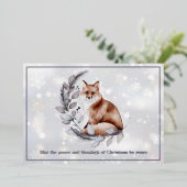 水彩画の狐と雪のカスタムクリスマス 箔シーズンカード (立ち正面)
