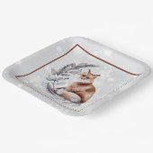 水彩画の狐と雪のホリデー ペーパープレート (傾斜あり)