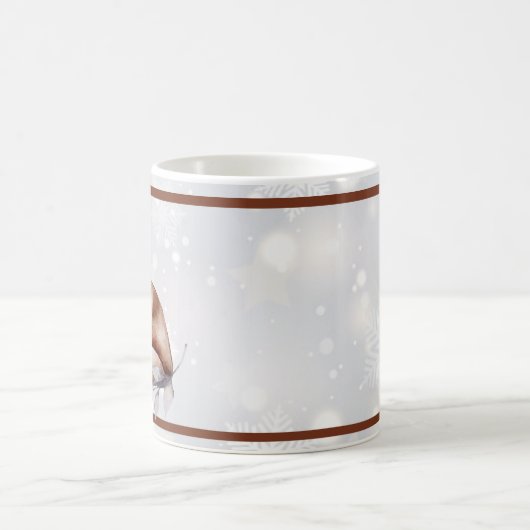 水彩画の狐と雪の休日 コーヒーマグカップ (中央)