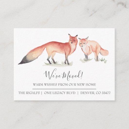 水彩画の狐 新しい家のご案内 エンクロージャーカード (正面)