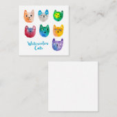 水彩画の猫および友人 ノートカード (正面/裏面)