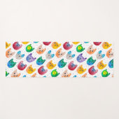 水彩画の猫および友人 ヨガマット (正面(横))