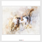 水彩画の猫が寄り添うやわらかな抽象芸術 シール (シート)