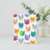 水彩画の猫と友達 サンキューカード (スタンド正面)