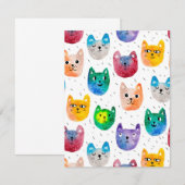 水彩画の猫と友達 サンキューカード (正面/裏面)