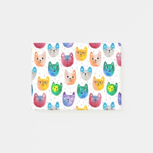 水彩画の猫と友達 ポストイット (正面)