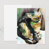水彩画の猫のように幸せである シーズンカード (正面/裏面)
