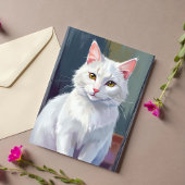 水彩画の猫ペットアートカード | 白猫
