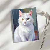 水彩画の猫ペットアートカード | 白猫
