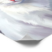 水彩画の猫ペットアート 白猫 ポスター (角)