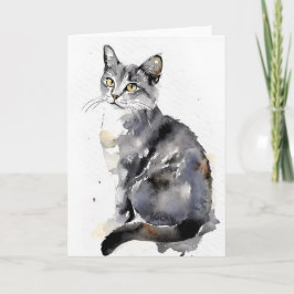 水彩画の猫 カード