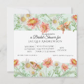 水彩画の珊瑚の真新しいアイボリーの花のブライダルシャワー 招待状 (正面)