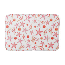 水彩画の珊瑚の紅海の創造物の継ぎ目が無いパターン バスマット