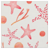 水彩画の珊瑚の紅海の創造物の継ぎ目が無いパターン ファブリック (クローズアップ)