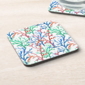 水彩画の珊瑚パターン コースター (左側)