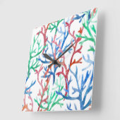 水彩画の珊瑚パターン スクエア壁時計 (傾斜)