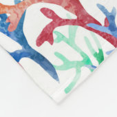 水彩画の珊瑚パターン フリースブランケット (角)