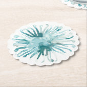 水彩画の珊瑚-青2 ペーパーコースター (アングル)