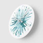 水彩画の珊瑚-青2 ラウンド壁時計 (傾斜)